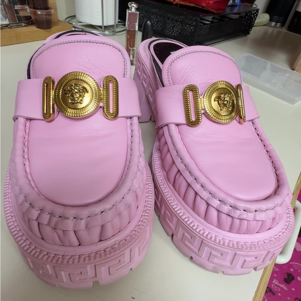 Versace Pink and Gold Mules